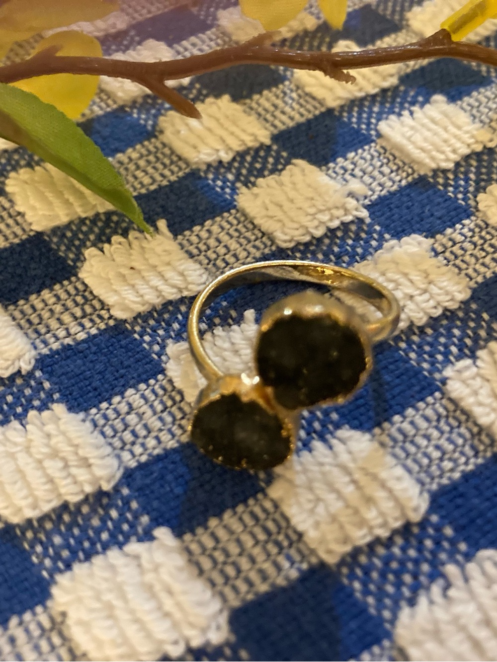 Natural Black Tourmaline Gemstone Ring Adjustable Size